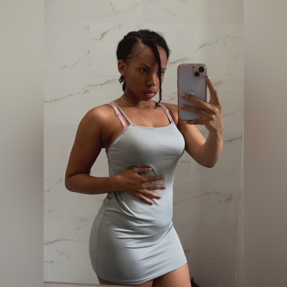Gray Stretchy Spaghetti Strap Mini Dress (with matching g-string)